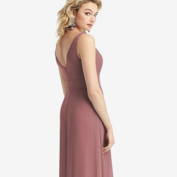 After Six 1519..Sleeveless Pleated Skirt Maxi Dress with Pockets..Rosewood..Sz 8 - Picture 3 of 6